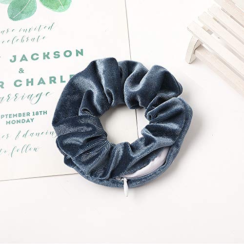 Velvet Hair Scrunchies with Hidden Zipper Pocket - 12 Piece Set