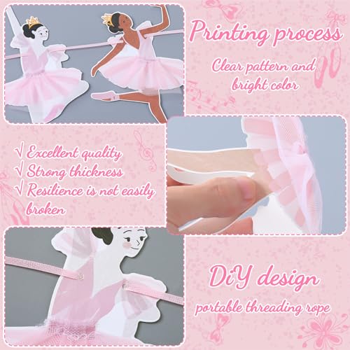 Ballerina Dancer Banner Garland - 2 Pcs Pink Ballet Decor