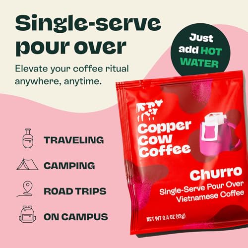 Copper Cow Coffee Churro Dark Roast Single-Serve Pour Over (8 Pack)