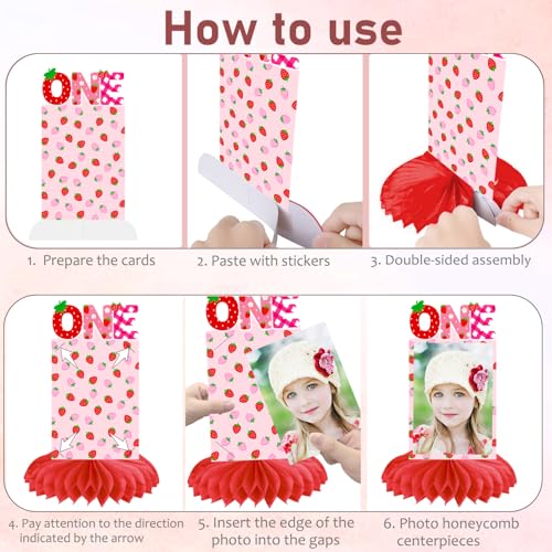 Strawberry First Birthday Honeycomb Centerpieces - 10 Pcs