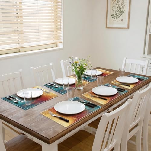 Emvency Farmhouse Placemats Set of 6 - 12x18 Inch Grunge Design