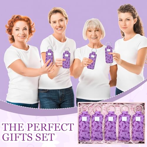 Breast Cancer Awareness Lip Balm Set with Keychains - Purple (18 Sets)