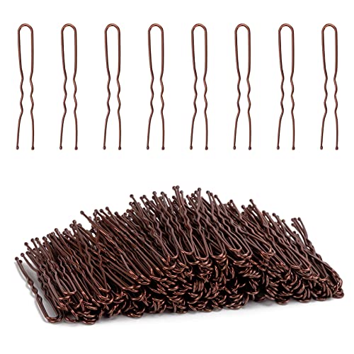 300 Brown U-Shaped Hair Pins for Ballet Styles - 5cm