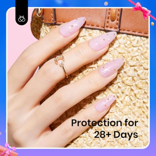 Beetles Rubber Base Gel Nail Polish Set - 6 Colors Glitter Pink 15ml