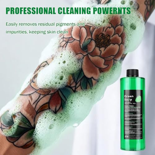 Green Soap Tattoo Kit 16.9OZ with 7OZ Foam Bottle - Combofix Tattoo Aftercare