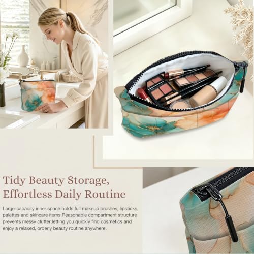 Watercolor Floral Makeup Bag 1463, Large Travel Toiletry Pouch with 8 Pockets