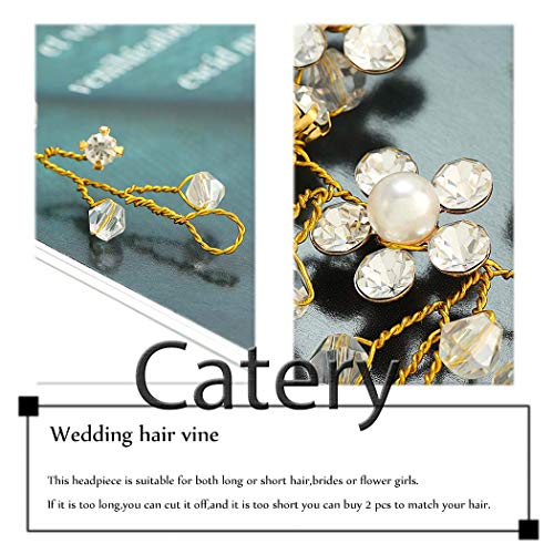 Gold Rhinestone Bridal Hair Vine Headband Wedding Accessories for Brides & Women