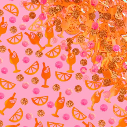 200-Piece Confetti Mix - Orange Pink Sequin Glitter for Parties