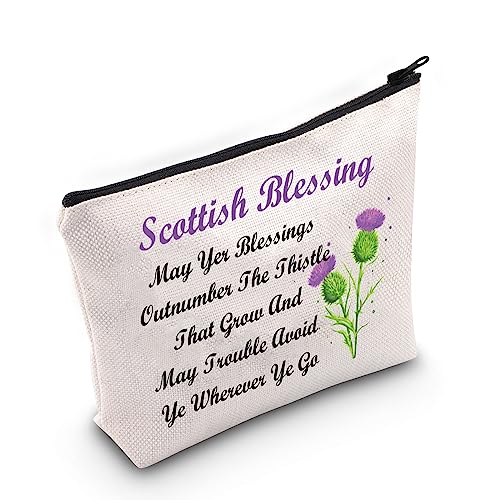 Scottish Blessing Makeup Bag - Thistle Travel Pouch by MNIGIU