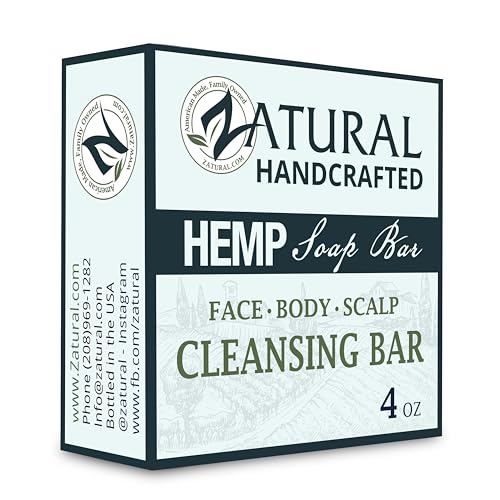 Zatural 100% Natural Hemp Bar Soap - Gentle Moisturizing Cleanser (Pack of 3)