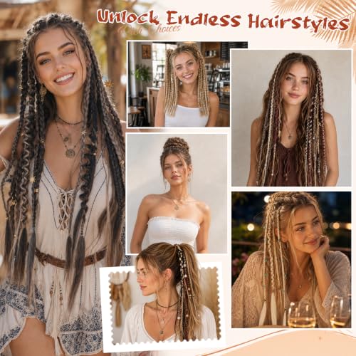 Rich Choices 20" Boho Dreadlock Clip-In Braid Extensions - Copper Red