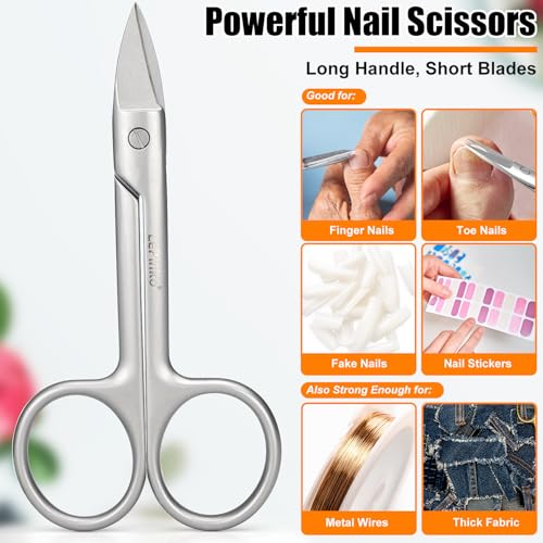 LePinko Heavy-Duty Toenail Scissors with Long Handle and Pointed Tip