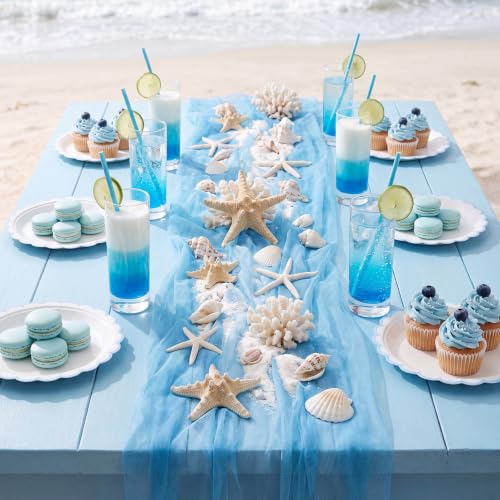 30 Pack Light Blue Scalloped Paper Plates - 9" Dessert Plates for Parties