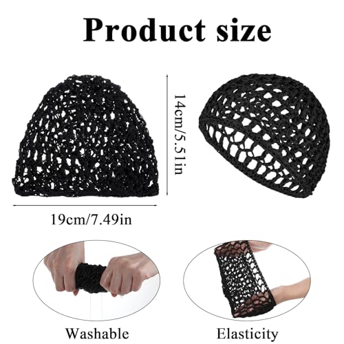 Matwsec 4-Pack Hair Nets for Sleeping Wrap Cap Crochet Mesh Bonnets for Silk Press & Wig Protection