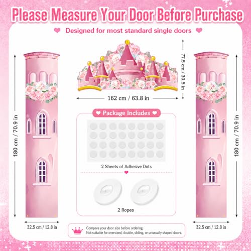 Princess Castle Door Banner Set – 3PCS Photo Booth Backdrop for Girls