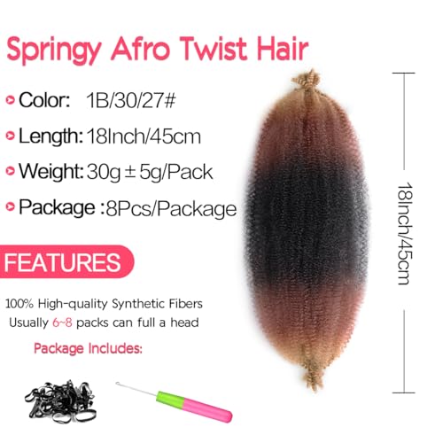 FEILIMEI 18-Inch Marley Twist Braiding Hair - 1B/30/27 Synthetic Extensions