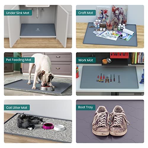 Waterproof Silicone Under Sink Mat 34" x 22" for Kitchen & Bathroom
