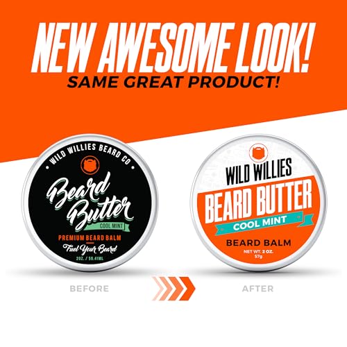 Wild Willies Premium Beard Balm, Cool Mint, 2 oz (Pack of 2)