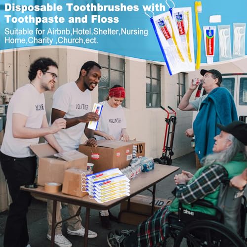 30 pcs Disposable Travel Toothbrush Kit with Toothpaste