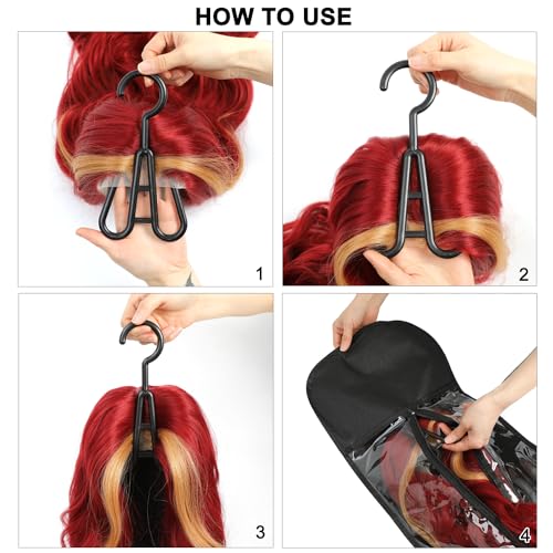 AIFIHIYI 31.5 Inch Extra Long Pink Wig Storage Bags Set of 3 with Hangers