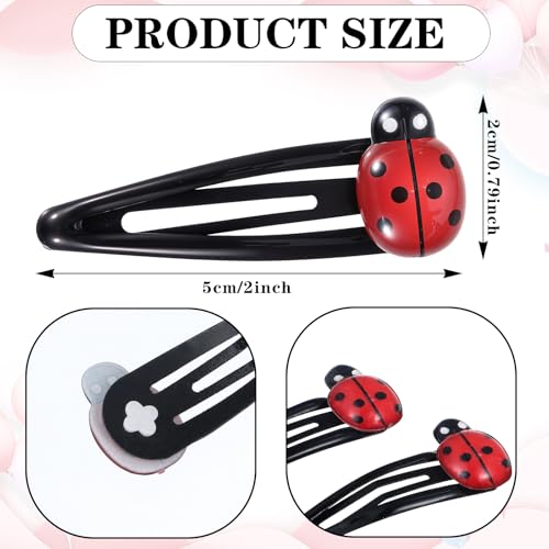 10 Ladybug Snap Hair Clips for Girls & Women - Cute Non-Slip Barrettes
