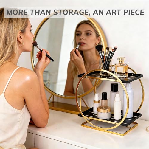 Black Gold 2 Tier Bathroom Organizer - Perfume & Makeup Storage