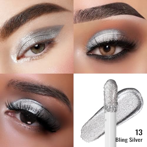 Oulac Liquid Glitter Eyeshadow - Silver Metallic, Quick-Drying Formula