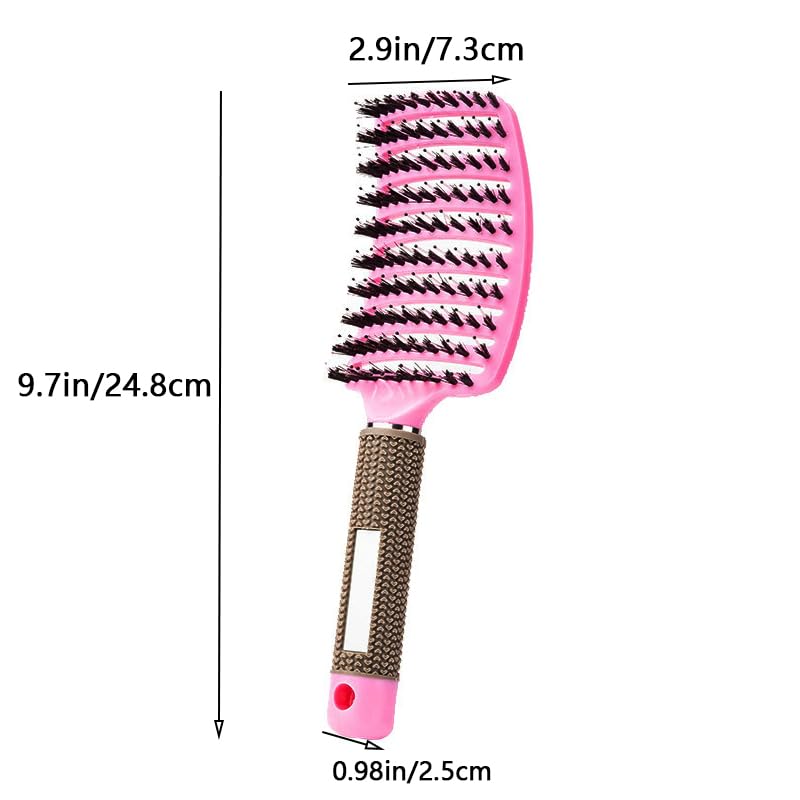 ZMD 2-Pack Curved Vented Detangling Hair Brushes for Wet & Dry Hair - Black & Pink