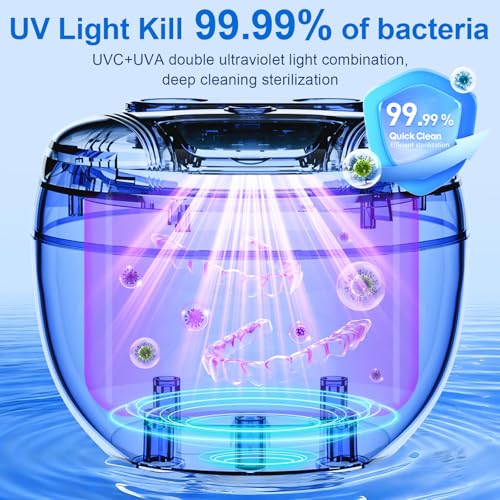 Hossili Upgraded Ultrasonic Retainer Cleaner, 200ML Dental Pod - White