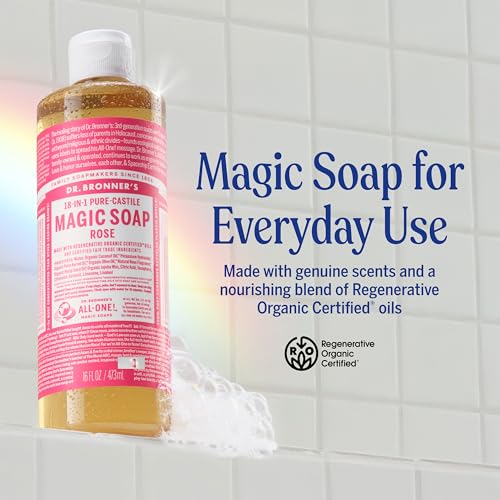 Dr. Bronner's Rose Pure-Castile Liquid Soap - 16 oz Body Wash & More