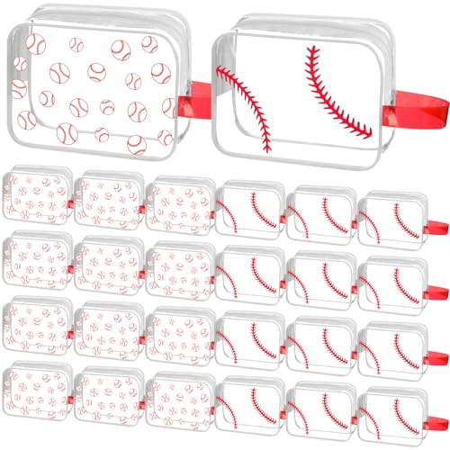 24 Pcs Baseball Clear Makeup Bags - Waterproof PVC Travel Pouch Organizer