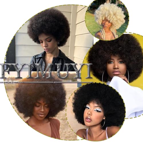 Black Women's Short Curly Afro Wig - Bouncy, Natural-Looking Synthetic 70s Style