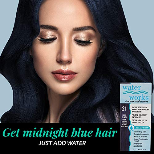 Blue Black Permanent Hair Color Powder - Water Works, 3 Pack