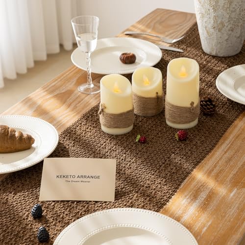 Boho Macrame Table Runner 13x60 Inch - Rustic Linen Blend for Dining