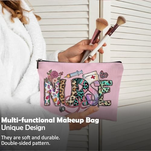 Nurse Makeup Bag - Pink Cosmetic Organizer for Nursing Students