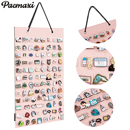 PACMAXI Hanging Brooch Pin Organizer - Holds 96 Pins, Pink