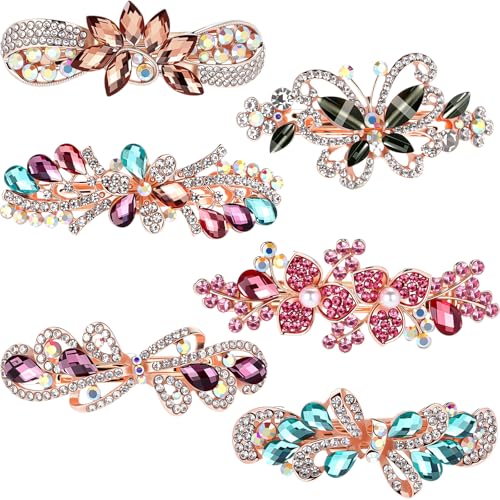 Vintage Metal Hair Barrettes Set - Bright Stylish Hair Clips for Women, 6 Pack