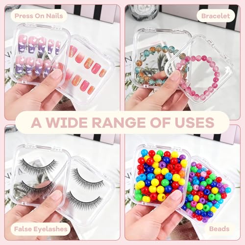 Clear 14Pcs Press On Nail Storage Cases with Double Sided Tape - Compact & Durable