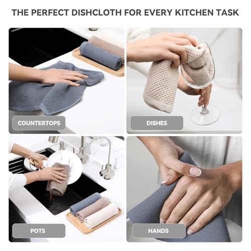 Egles 6 Pack Cotton Dishcloths - Soft, Absorbent & Quick-Drying