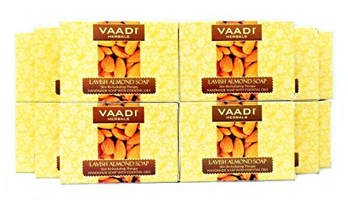 Vaadi Herbals Almond Oil Bar Soap – Natural Handmade Soap, 12-Pack