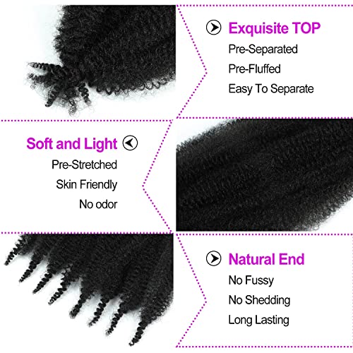 KEPBEAY 12 Inch Afro Twist Crochet Braiding Hair - 6 Packs, 1B#