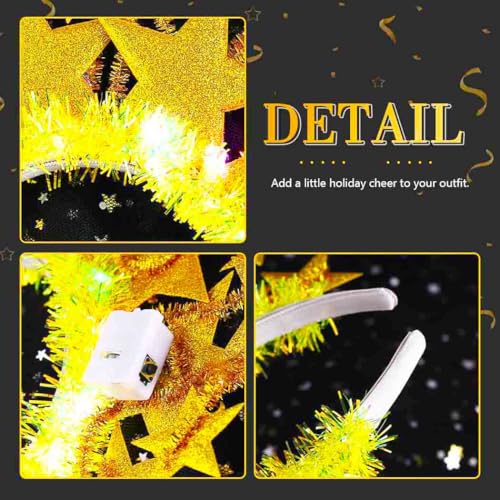 Gold Light Up Star Crown Headband - Glow Party Hair Accessory