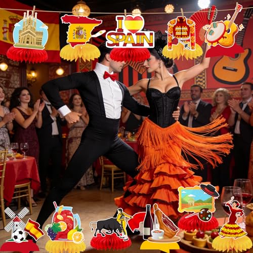 12-Pack Spain Honeycomb Centerpieces for Fiesta Decorations