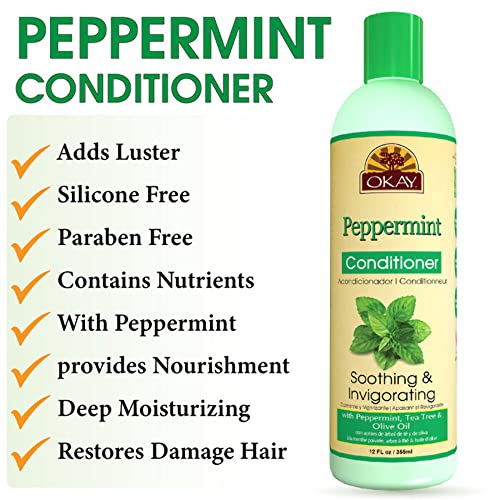 OKAY Peppermint Conditioner, Refreshing & Softening Hair Care - 12 Fl Oz