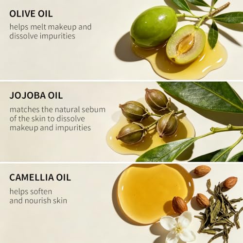 GREEN FARM Olive Cleansing Balm 2.87oz Makeup & Sunscreen Remover, Gentle Oil-to-Milk Cleanser