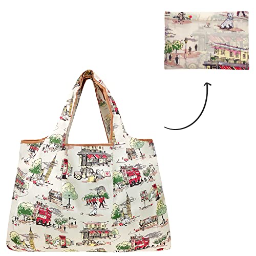 Large Foldable Nylon Reusable Grocery Tote Bag Set of 2