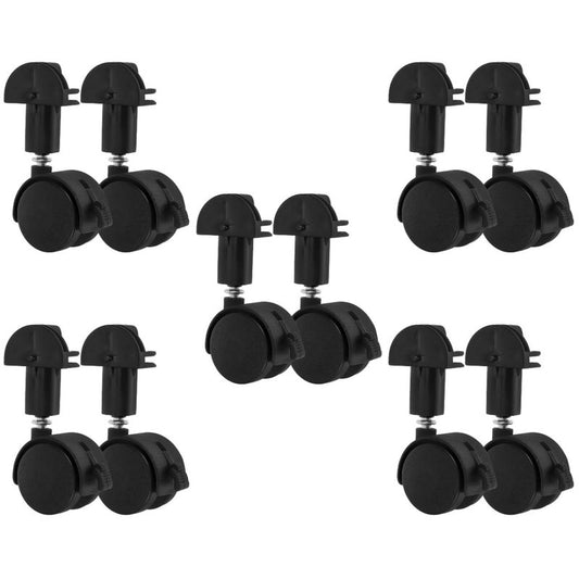 POPETPOP 10 Pack 3/8 Stem Casters Replacement Wheels for Pet Cage 4.13X1.96X5.90In 360 Rotating Silent Casters with Lock for Hardwood Carpet Tile Vinyl Floors