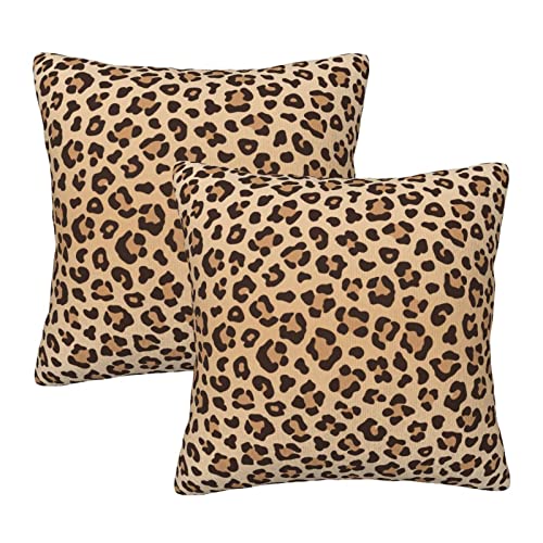 Leopard Print Throw Pillow Covers Set of 2 - 18"x18" Soft Velvet