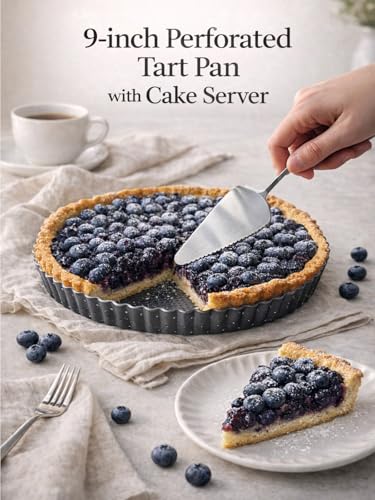 9 Inch Non-Stick Quiche Pan with Removable Bottom & Cake Server
