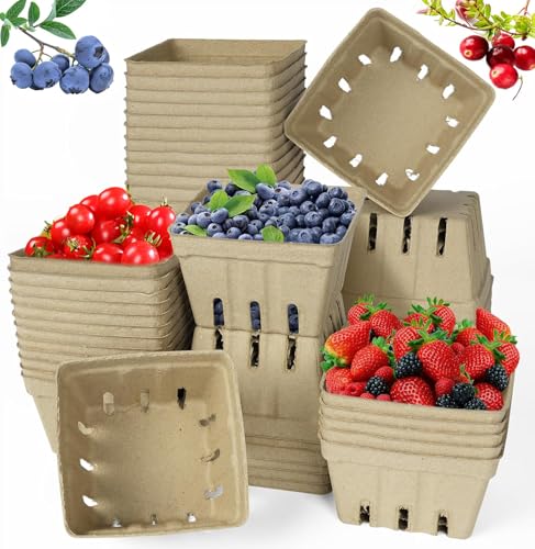 30 Pack Natural Pulp Berry Baskets - Eco-Friendly Produce Containers
